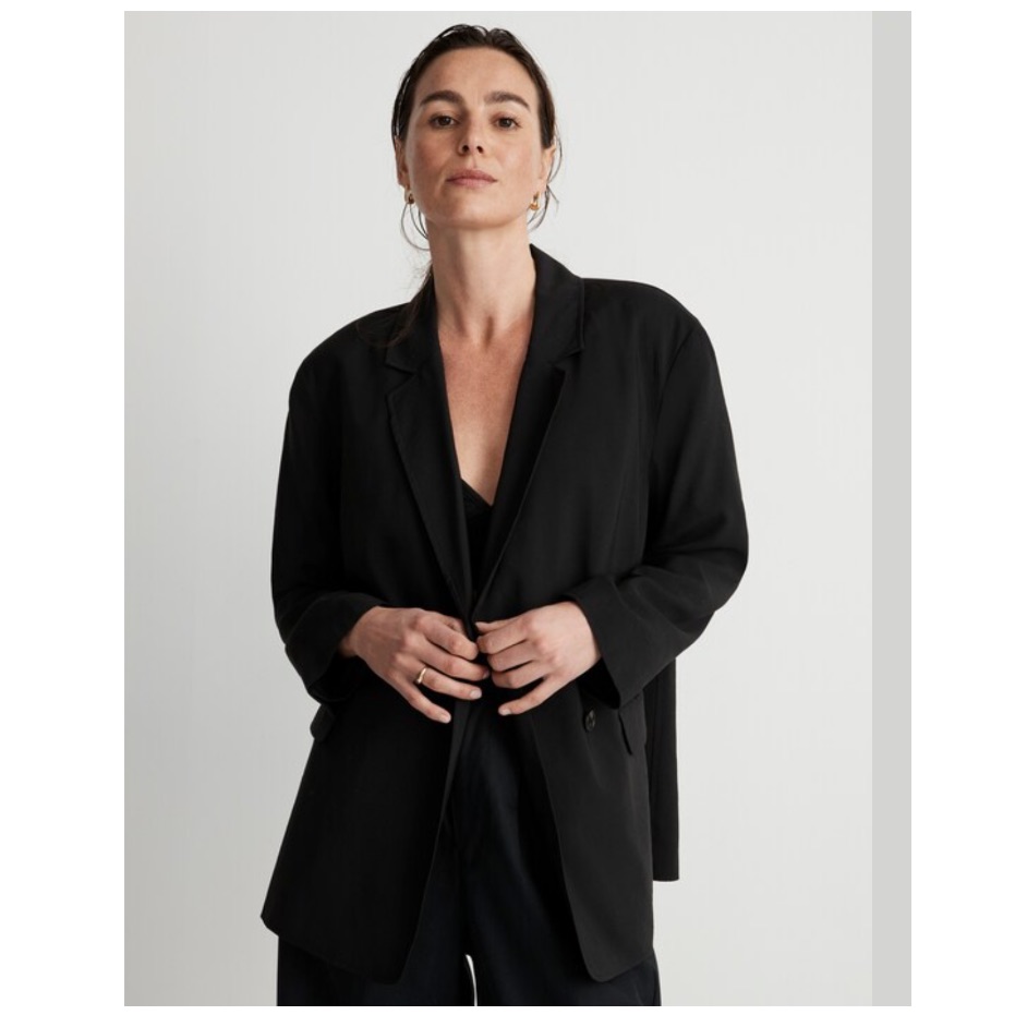New Madewell The Relaxed Blazer In Softdrape True Black, Size M